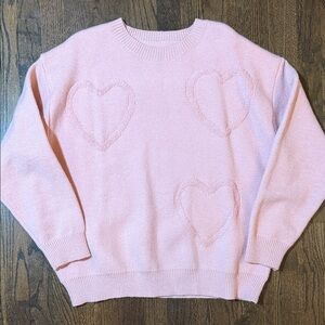 Pink Heart Pattern Sweater Valentines Sweater Large